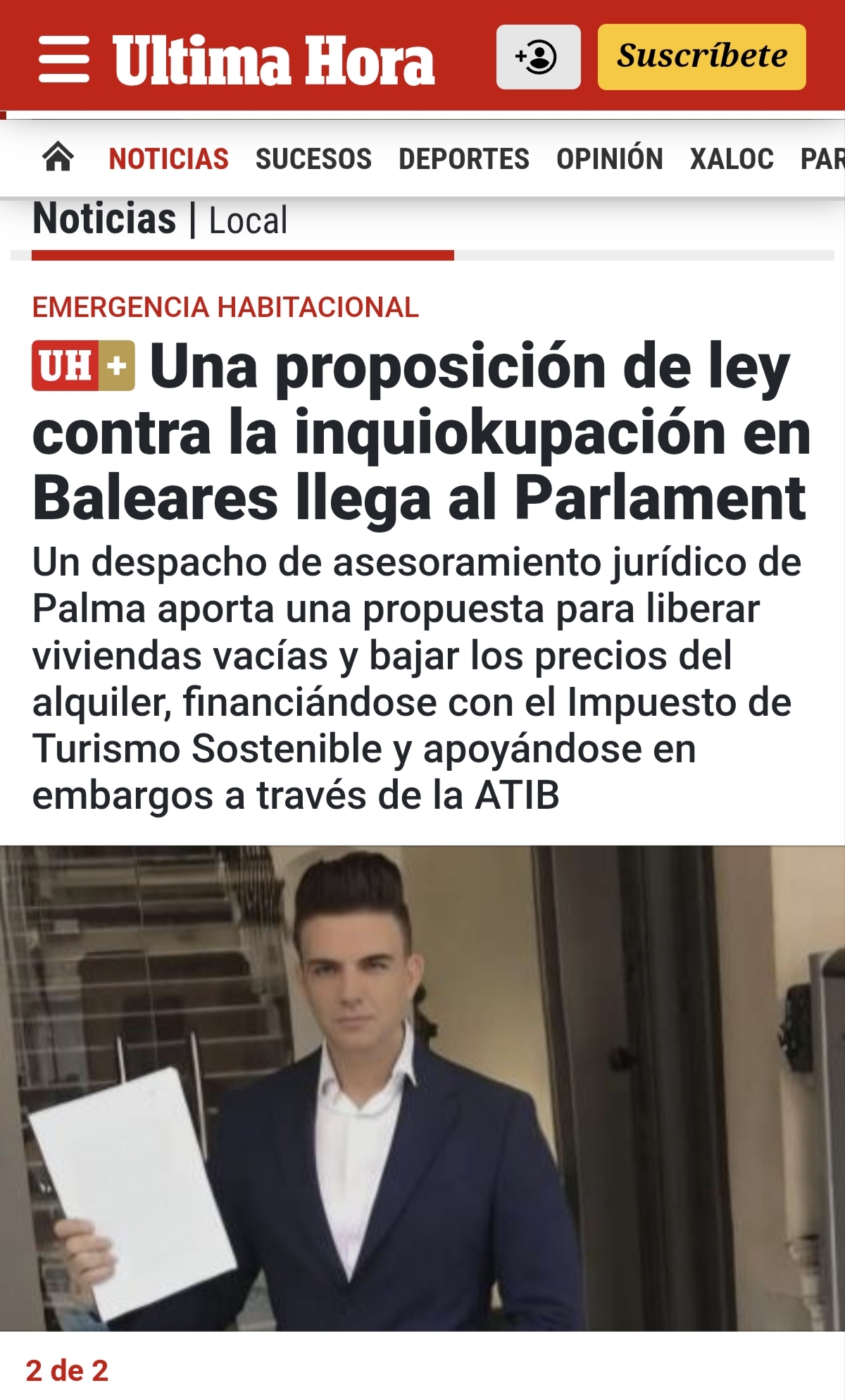 Ultima Hora: Una proposición de ley contra la inquiokupación llega al Parlament